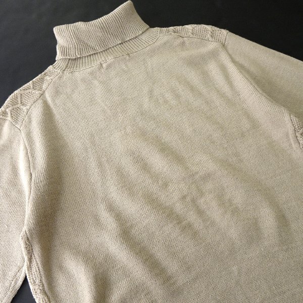 新品 エルプラネット ジャガード織 ウール混 タートルネック ニット L ベージュ 【2-581-801_2_L】 ELLE PLANETE セーター メンズ 秋冬_画像3