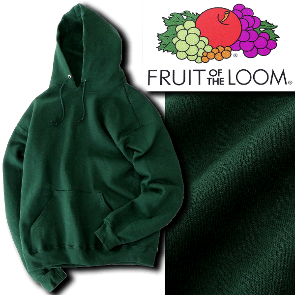 新品 フルーツオブザルーム 中厚 裏起毛 スウェット パーカー L 緑 【I42662】 FRUIT OF THE LOOM メンズ ブルゾン 無地 シンプル_画像1