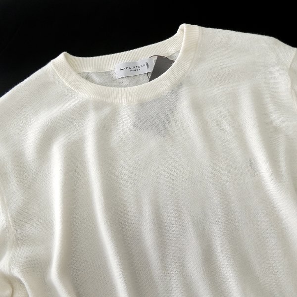 新品 3.3万 マッキントッシュロンドン 14G ウォッシャブル ウール ニット L 白 【I48113】 MACKINTOSH LONDON 秋冬 メンズ セーター 丸首_画像2
