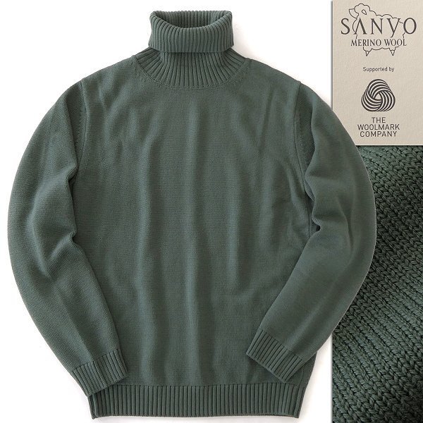 新品 3.6万 マッキントッシュロンドン 7ゲージ ウール タートルネック ニット LL カーキ 【I51569】 MACKINTOSH LONDON 秋冬 メンズ 洗濯可_画像1