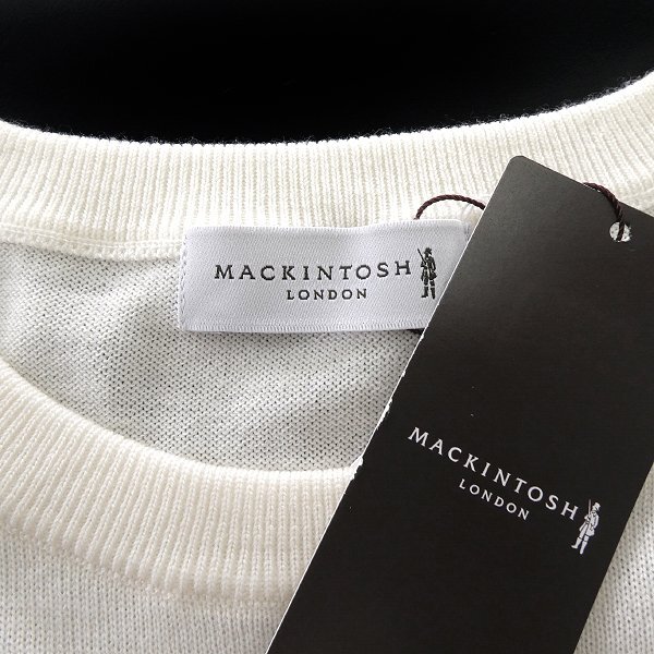 新品 3.3万 マッキントッシュロンドン 14G ウォッシャブル ウール ニット L 白 【I48113】 MACKINTOSH LONDON 秋冬 メンズ セーター 丸首_画像8