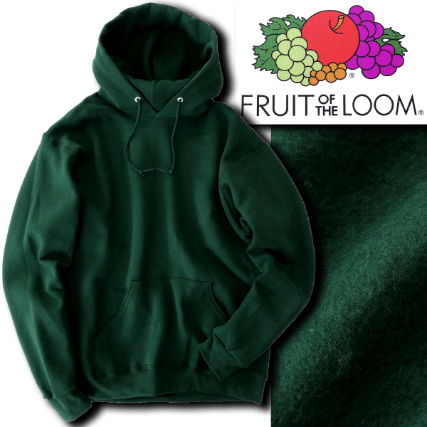 新品 フルーツオブザルーム 中厚 裏起毛 スウェット パーカー L 緑 【I42662】 FRUIT OF THE LOOM メンズ ブルゾン 無地 シンプル_画像2