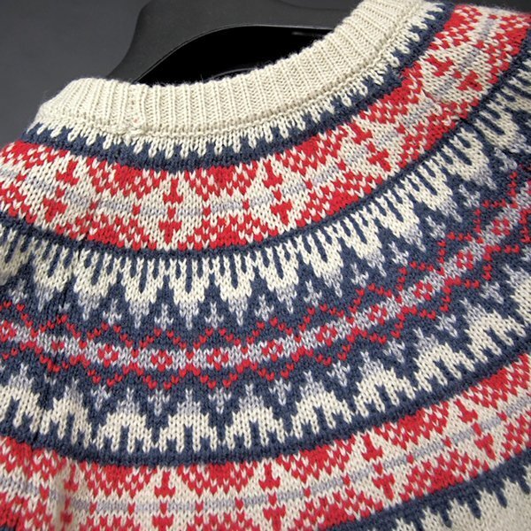 新品 gim ジム 求心柄 フェアアイル ウール ニット L 白 【22522580_2_L】 秋冬 セーター ウォッシャブル クルーネック ミドルゲージ_画像4