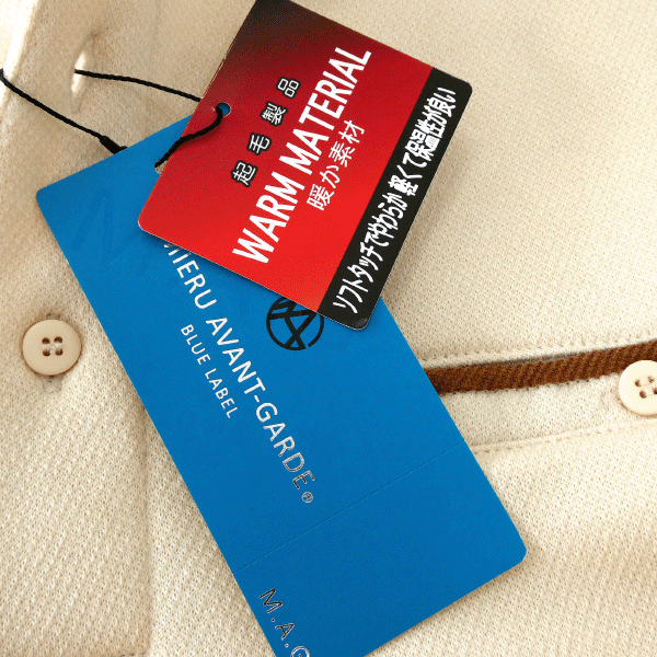 新品 ミエル 裏暖 フリース ジャージー 長袖 ポロシャツ M 【TO22-1084_ベージュ_M】 MIERU AVANT-GARDE 秋冬 メンズ ニット 裏起毛_画像8