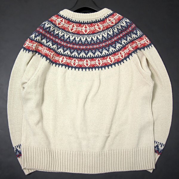 新品 gim ジム 求心柄 フェアアイル ウール ニット L 白 【22522580_2_L】 秋冬 セーター ウォッシャブル クルーネック ミドルゲージ_画像2