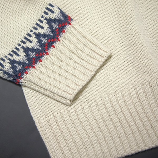 新品 gim ジム 求心柄 フェアアイル ウール ニット L 白 【22522580_2_L】 秋冬 セーター ウォッシャブル クルーネック ミドルゲージ_画像5