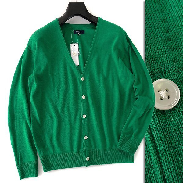 新品 バックナンバー 天竺編み Vネック ニット カーディガン M 緑 【I59624】 BACK NUMBER メンズ セーター ハイゲージ_画像2