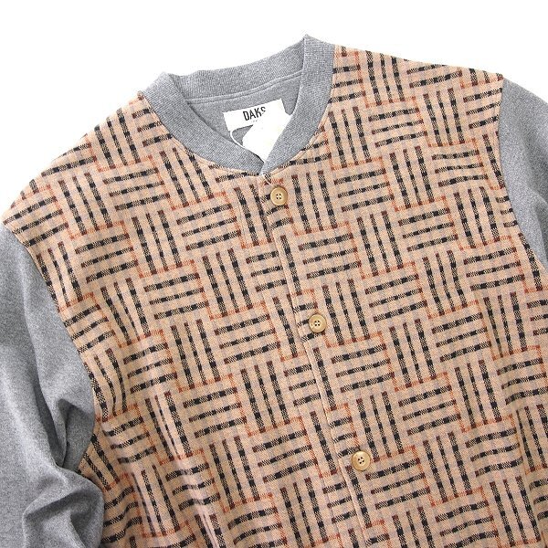 新品 1.9万 ダックス 日本製 ダブルジャカード セットアップ パジャマ M ベージュ 灰 【J58586】 DAKS LONDON 秋冬 メンズ チェック_画像4
