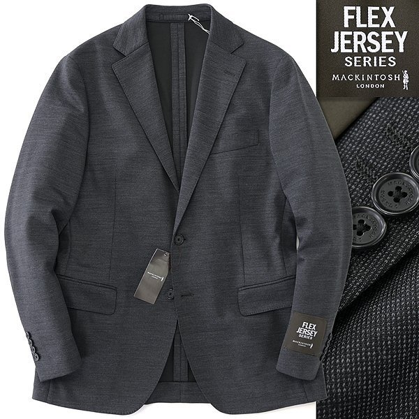 新品 7.4万 マッキントッシュロンドン FLEX JERSEY モックロディ ジャケット LL38(幅広M) 灰 【J42355】 秋冬 ピンドット ジャージー_画像1
