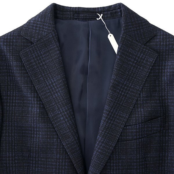 新品 7.4万 マッキントッシュロンドン FLEX JERSEY 千鳥柄 ミルド ジャケット 40(L) 紺 【J45669】 秋冬 ウール 起毛 ジャージー メンズ_画像4