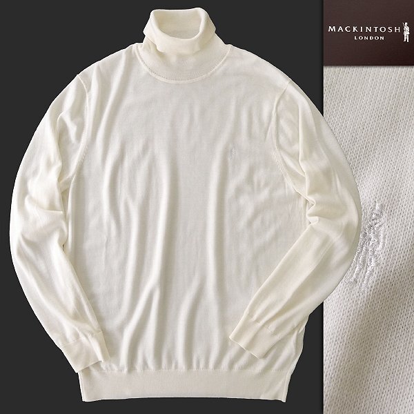 新品 3.3万 マッキントッシュロンドン 14ゲージ ウール タートルネック ニット LL 白 【I56357】 MACKINTOSH LONDON 秋冬 メンズ 洗濯可_画像1
