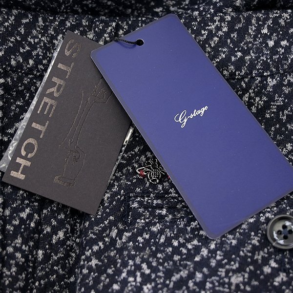 新品 ジーステージ 起毛 ジャージー ダイアゴナル スラックス 46(M) 黒 白 【2-10501_11_46】 秋冬 メンズ ウール ニット イージー パンツ_画像9