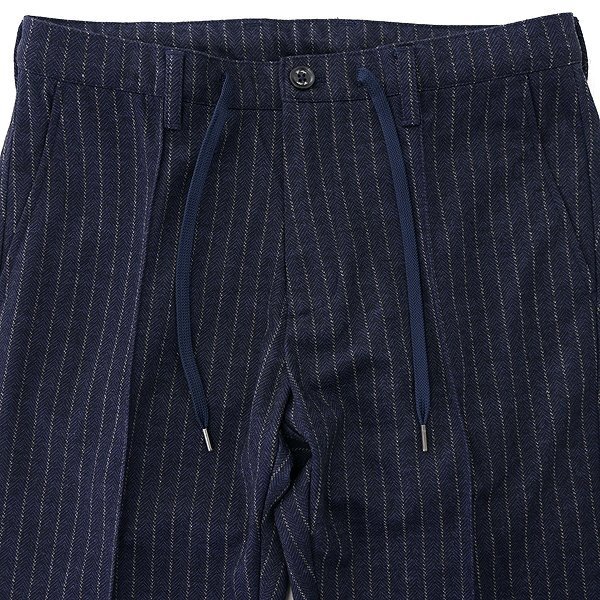 新品 ジーステージ ウール混 ヘリンボーン ジャージー スラックス 46(M) 紺 【6-30501_10_46】 秋冬 G-stage ストライプ パンツ ネイビー_画像3