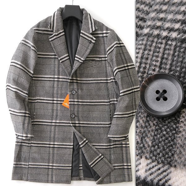 新品 HIDEAWAYS ニコル 二重織 ビーバー チェスターコート 46(M) 白 黒 【J50132】 rhenium NICOLE 秋冬 メンズ 起毛 ウール コート_画像1