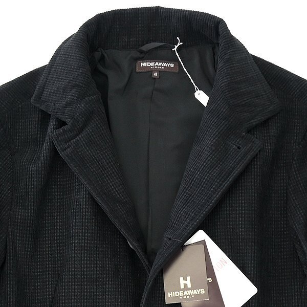 新品 HIDEAWAYS ニコル ニット コーデュロイ スタンドカラー コート 46(M) 黒 【J50162】 秋冬 メンズ NICOLE チェスター ステンカラー_画像5
