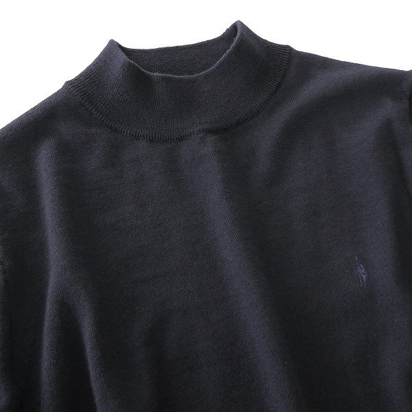 新品 3.3万 マッキントッシュロンドン ハイゲージ 天竺 モックネック ウール ニット M 紺 【I58120】 秋冬 メンズ ウォッシャブル_画像2