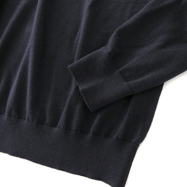 新品 3.3万 マッキントッシュロンドン ハイゲージ 天竺 モックネック ウール ニット M 紺 【I58120】 秋冬 メンズ ウォッシャブル_画像4