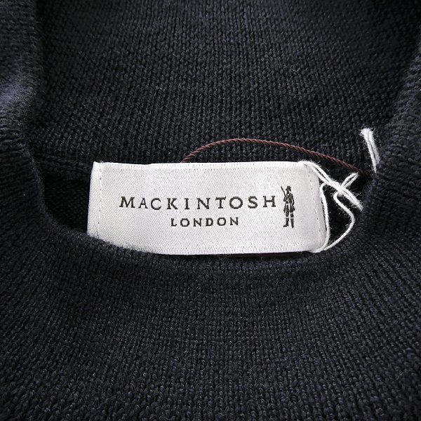 新品 3.3万 マッキントッシュロンドン ハイゲージ 天竺 モックネック ウール ニット M 紺 【I58120】 秋冬 メンズ ウォッシャブル_画像9