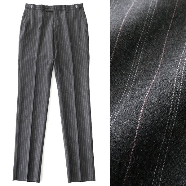 新品 ヒルトン 日本製 御幸毛織 サキソニー ストライプ スーツ AB6(やや幅広L) 灰 【J52553】 MIYUKI 秋冬 セットアップ メンズ ウール_画像7