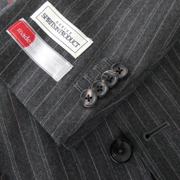 新品 ヒルトン 日本製 御幸毛織 サキソニー ストライプ スーツ AB6(やや幅広L) 灰 【J52553】 MIYUKI 秋冬 セットアップ メンズ ウール_画像6