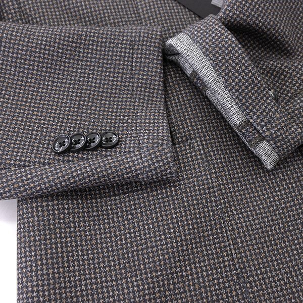 新品 3.6万 ジーステージ DOWN FABRIC 起毛 千鳥柄 ジャケット 50(XL) 茶 【4-20206_307_50】 秋冬 G-stage ダウン ジャージー ブラウン_画像6