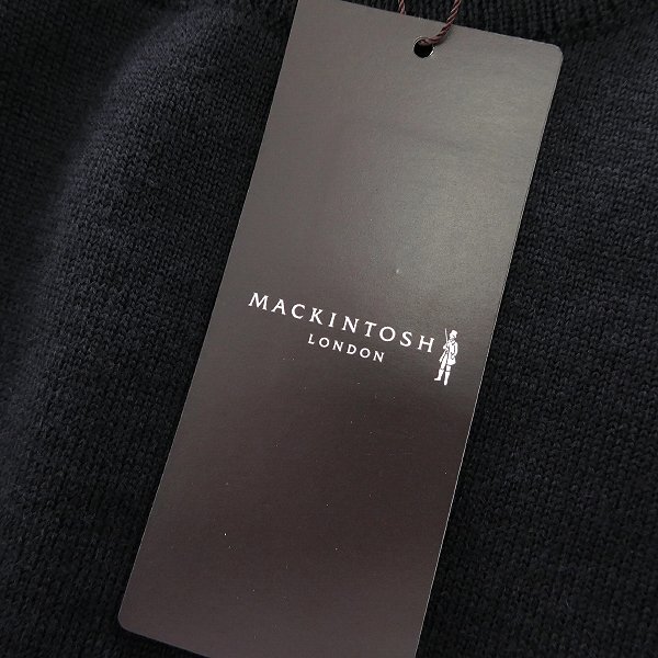 新品 3.3万 マッキントッシュロンドン ハイゲージ 天竺 モックネック ウール ニット M 紺 【I58120】 秋冬 メンズ ウォッシャブル_画像7
