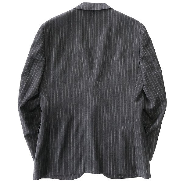 新品 ヒルトン 日本製 御幸毛織 サキソニー ストライプ スーツ AB6(やや幅広L) 灰 【J52553】 MIYUKI 秋冬 セットアップ メンズ ウール_画像2