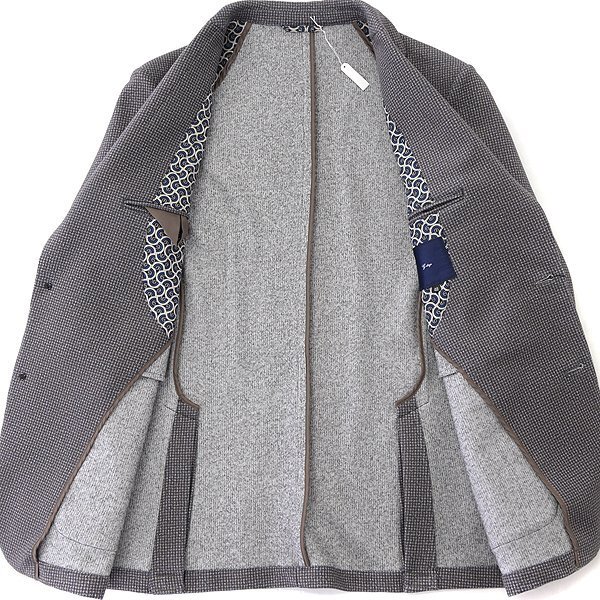 新品 3.6万 ジーステージ DOWN FABRIC 起毛 千鳥柄 ジャケット 50(XL) 茶 【4-20206_307_50】 秋冬 G-stage ダウン ジャージー ブラウン_画像3