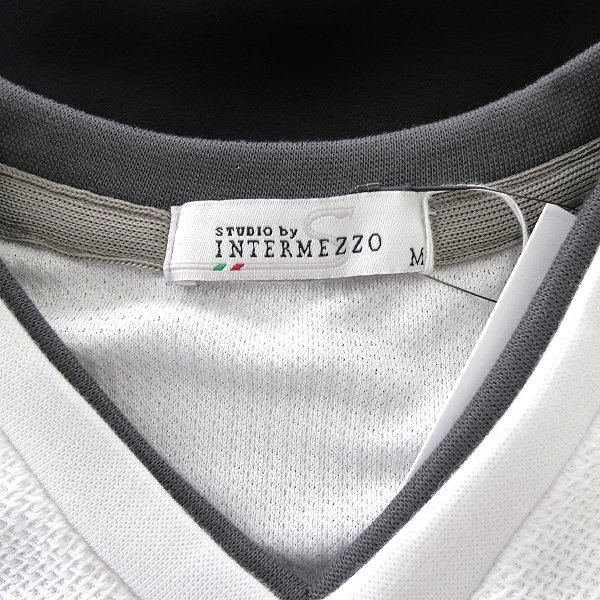 新品 インターメッツォ ハニカムメッシュ Vネック カットソー L 白 【I42464】 STUDIO by INTERMEZZO メンズ Tシャツ ロンT_画像7
