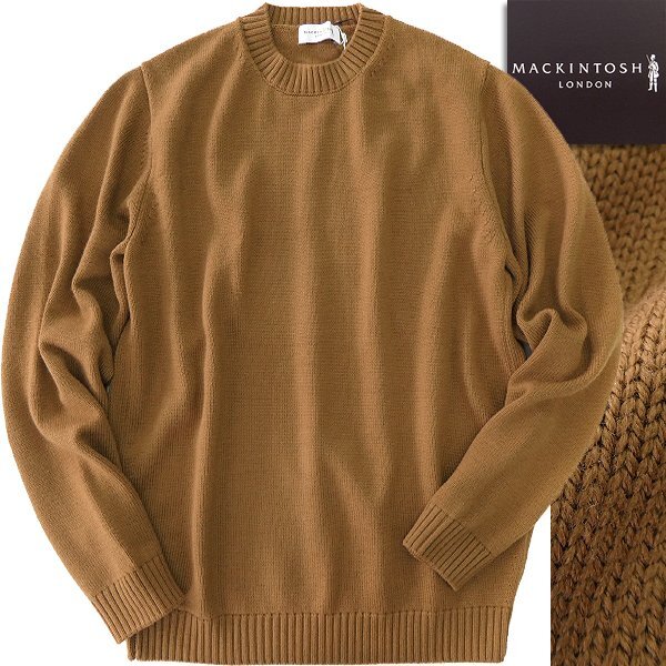 新品 3.6万 マッキントッシュロンドン 7G メリノ ウール クルーネック ニット L 茶 【I53151】 秋冬 メンズ ウォッシャブル セーター 丸首_画像1