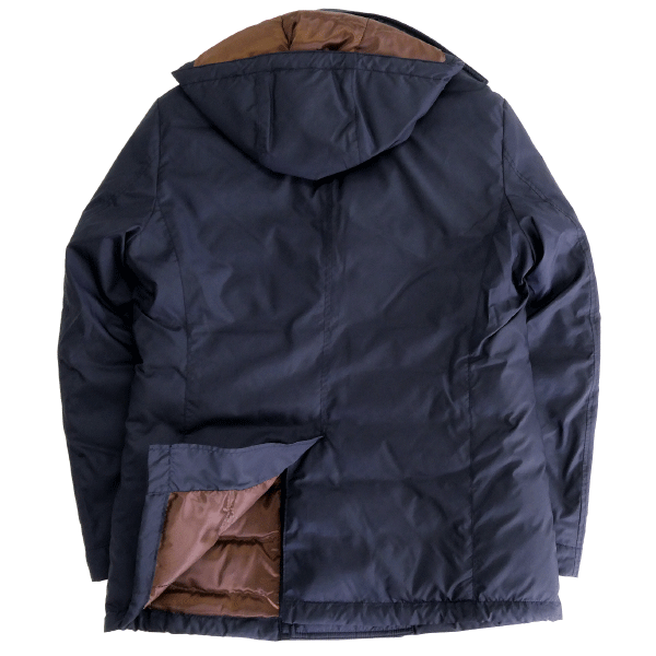 新品 7.5万 マウリツィオバルダサーリ フード付き 中綿 Pコート 48(L) 紺 【J50940】 MAURIZIO BALDASSARI 秋冬 高密度 保温 ジャケット_画像2