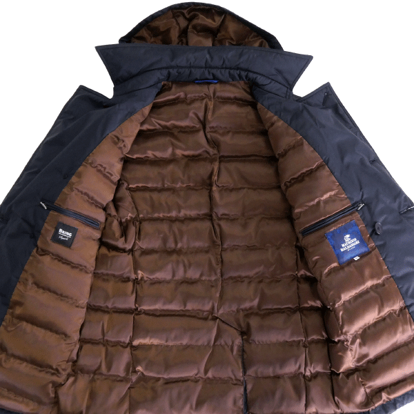 新品 7.5万 マウリツィオバルダサーリ フード付き 中綿 Pコート 48(L) 紺 【J50940】 MAURIZIO BALDASSARI 秋冬 高密度 保温 ジャケット_画像3