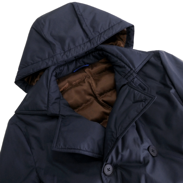 新品 7.5万 マウリツィオバルダサーリ フード付き 中綿 Pコート 48(L) 紺 【J50940】 MAURIZIO BALDASSARI 秋冬 高密度 保温 ジャケット_画像4