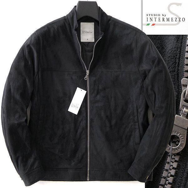 新品 インターメッツォ スエード調 中綿 スタンド ブルゾン L 黒 【J59684】 INTERMEZZO 秋冬 メンズ 起毛 ジャケット アウター_画像1
