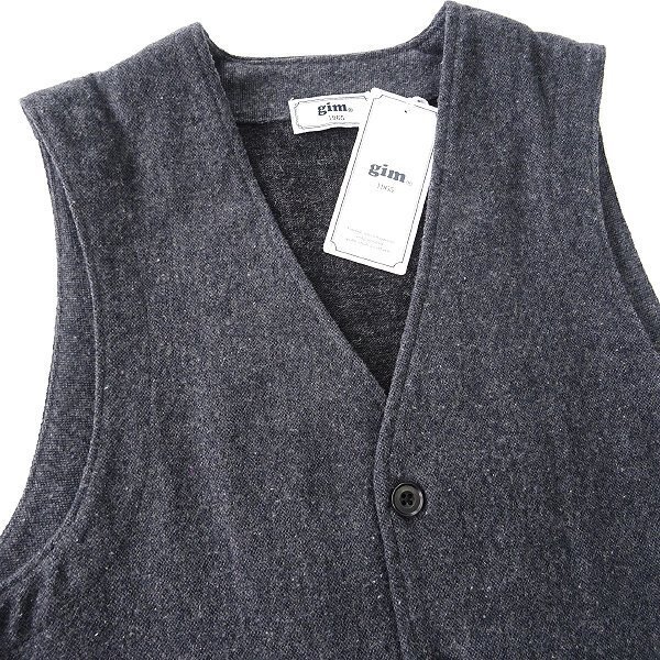 新品 gim ジム ウール混 ジャズネップ ツイード ベスト M 薄紺 【I41956】 ジレ ウエストコート 秋冬 メンズ ホームスパン ニット_画像4