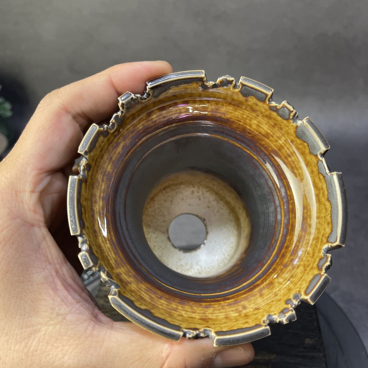 ri492 HAND Made цветочный горшок керамика осмотр ( агава pakips.. дракон .. небо чёрный огонь .factory SRLkatachi завод gla сверло s. корень растения черепаха . дракон 