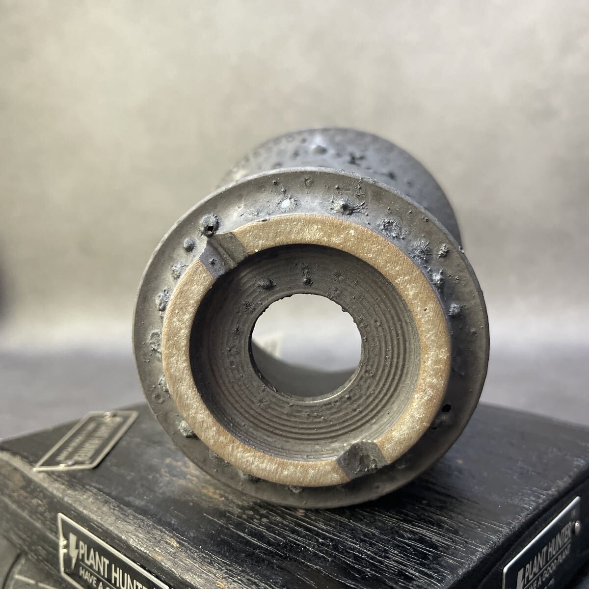 ri517 месяц поверхность ...HAND Made цветочный горшок керамика осмотр ( агава pakips.. дракон .. небо чёрный огонь .factory SRLkatachi завод gla сверло s. корень растения черепаха . дракон 