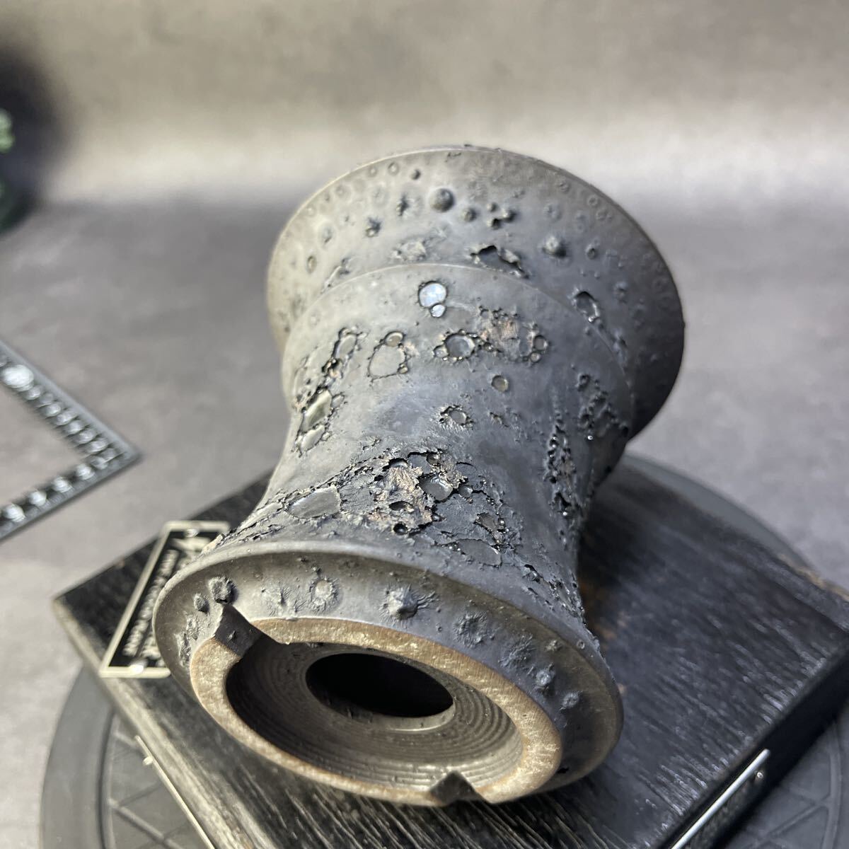 ri517 месяц поверхность ...HAND Made цветочный горшок керамика осмотр ( агава pakips.. дракон .. небо чёрный огонь .factory SRLkatachi завод gla сверло s. корень растения черепаха . дракон 