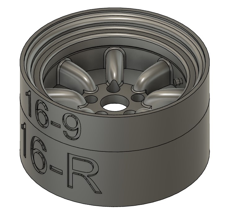 S33-2 16インチ5H-RS-8 R-TYPEホイール　ケイSTYLE!　THEストリートシリーズ　1/24scale　カーモデル用　1台分　3Dプリント　レジン製_画像4