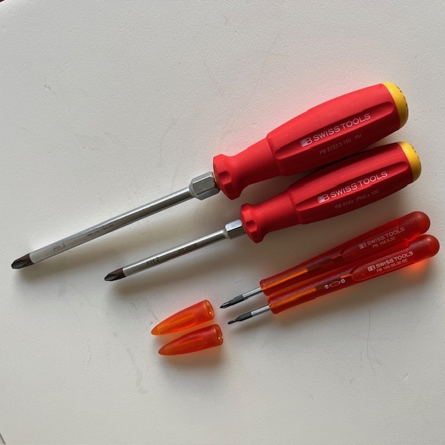 PB SWISSTOOLSプラスドライバー#2、#3、2本と 差替式精密ドライバー#00,#0 の2個【未使用】_画像1