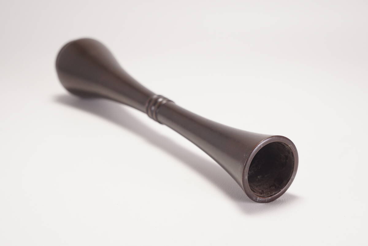 1円スタート◆高岡銅器 芳幸 造 杵型 花入 花瓶 一輪挿し 在銘 共箱◆金工 花器 骨董品 古美術 旧家蔵出し NS1612_画像3