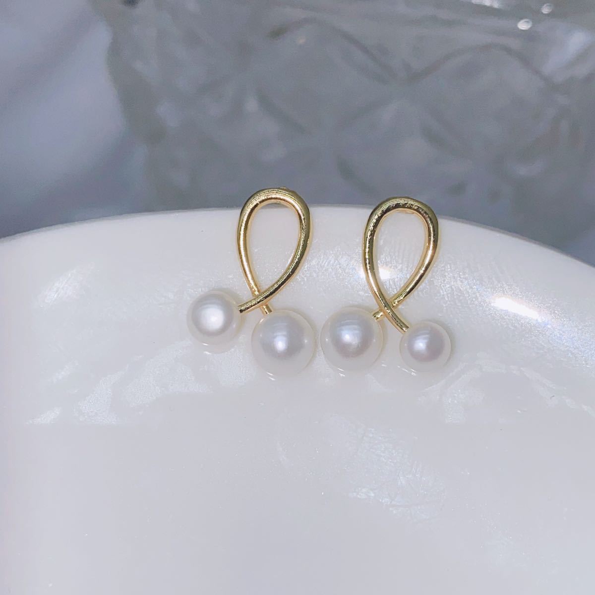 天然 本真珠 ピアス パールピアス SV ピンクゴールド ベビーパール シルバー 双珠_画像6