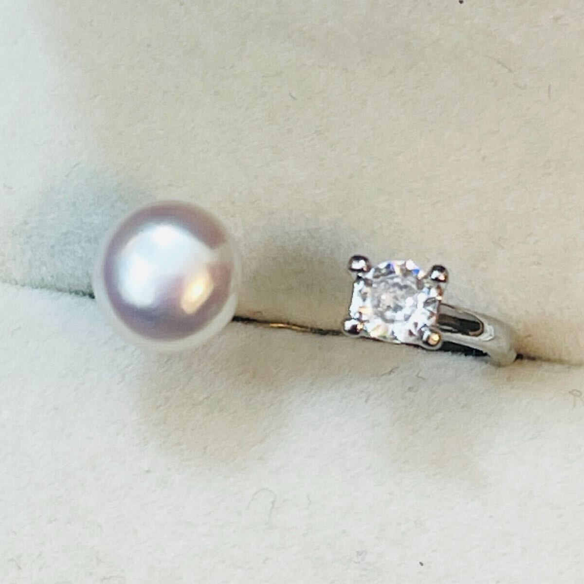 本真珠指輪 指輪 パール リング アクセサリー パールリング シルバー系 真珠 cz ダイヤモンド_画像1