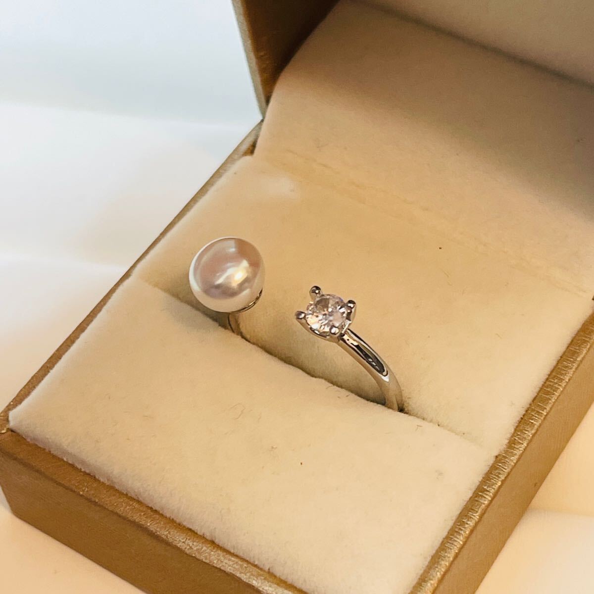 本真珠指輪 指輪 パール リング アクセサリー パールリング シルバー系 真珠 cz ダイヤモンド_画像3
