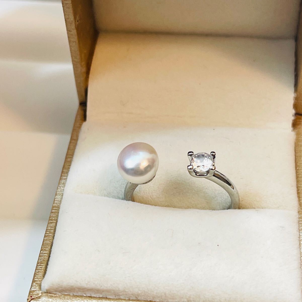 本真珠指輪 指輪 パール リング アクセサリー パールリング シルバー系 真珠 cz ダイヤモンド_画像4