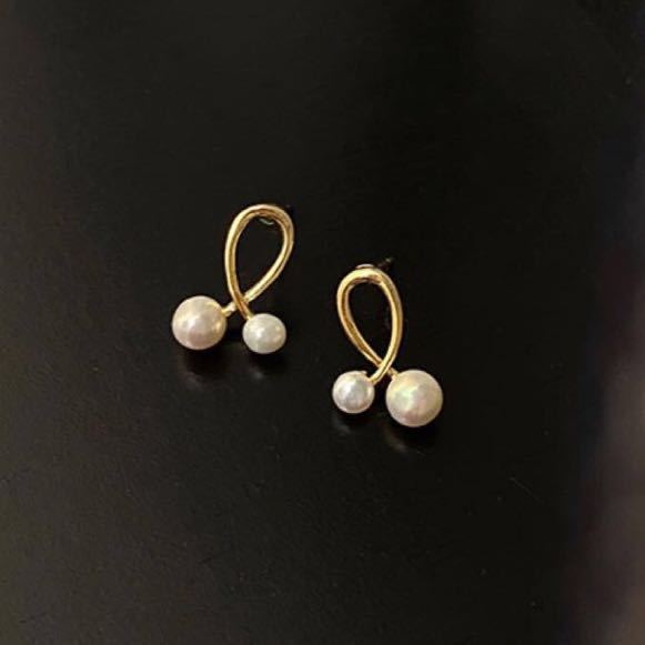 天然 本真珠 ピアス パールピアス SV ピンクゴールド ベビーパール シルバー 双珠_画像7