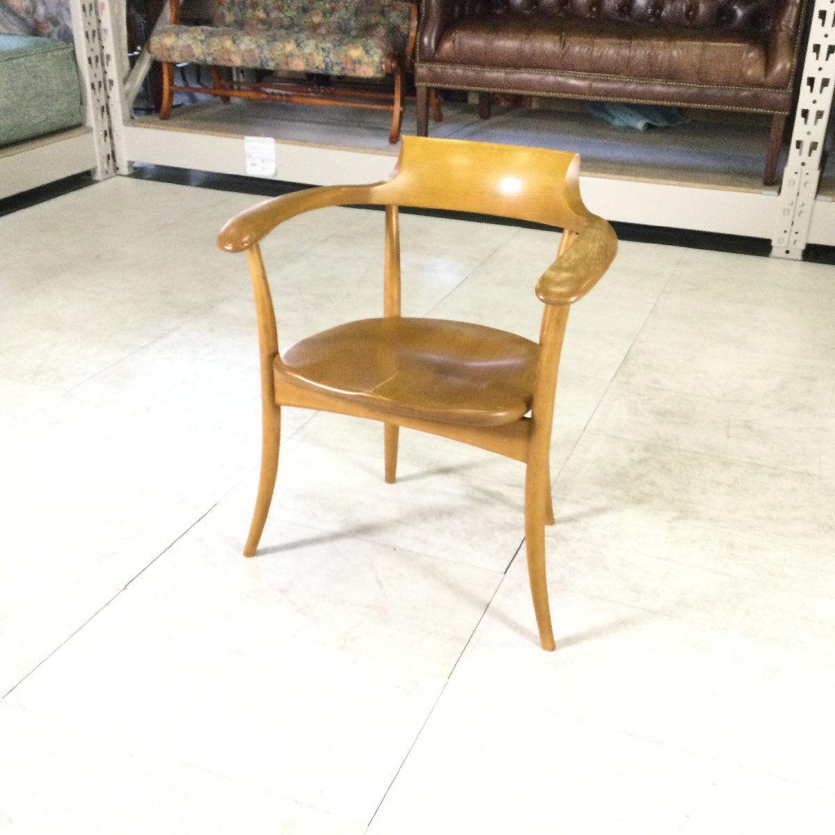 HIDA 飛騨産業 CRESCENT クレセント アームチェア ダイニングチェア キツツキマーク 椅子 インテリア 家具 ③_画像1