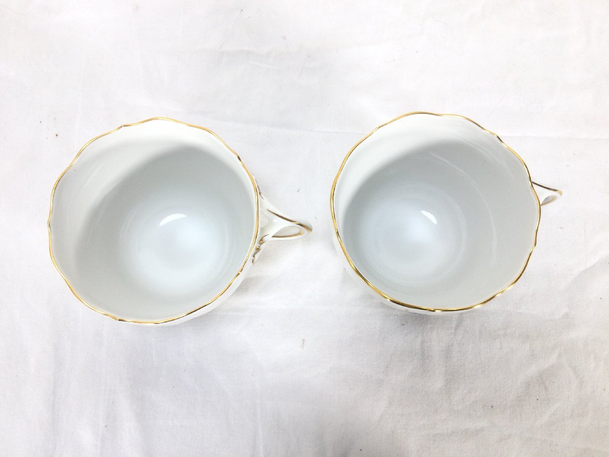Meissen マイセン ブルーフラワー カップ＆ソーサー 2客セット 青い花 昆虫 金彩 洋食器 ドイツ_画像4