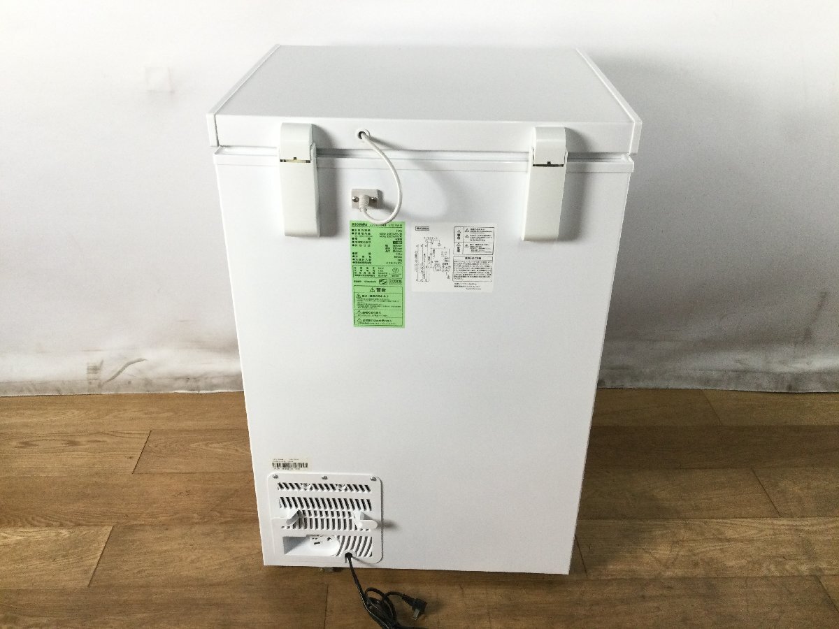 アイリスオーヤマ 冷凍庫 ICSD-10A-W 100L 上開き ノンフロン チェストフリーザー 温度調節6段階 ホワイト 質量26kg 2020年製_画像3