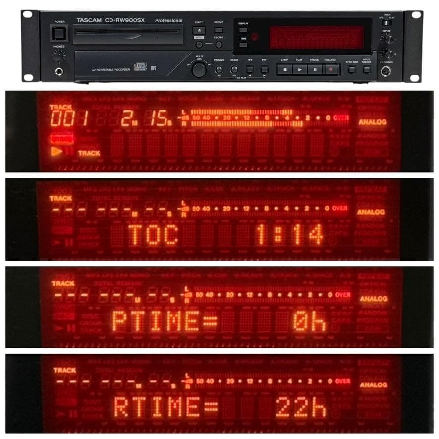 ◆CD再生履歴0時間・2022年製・元箱付属・録音動作確認済◆TASCAM CD-RW900SX 業務用CDプレーヤー/レコーダー_画像2